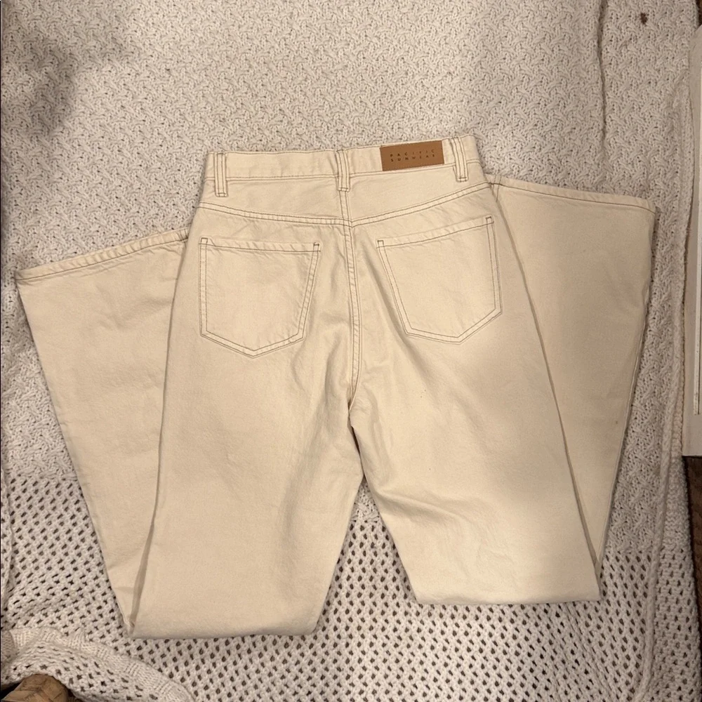 PacSun Womens 26 High Rise Boot Cut Beige Denim Pants - Picture 9 of 10